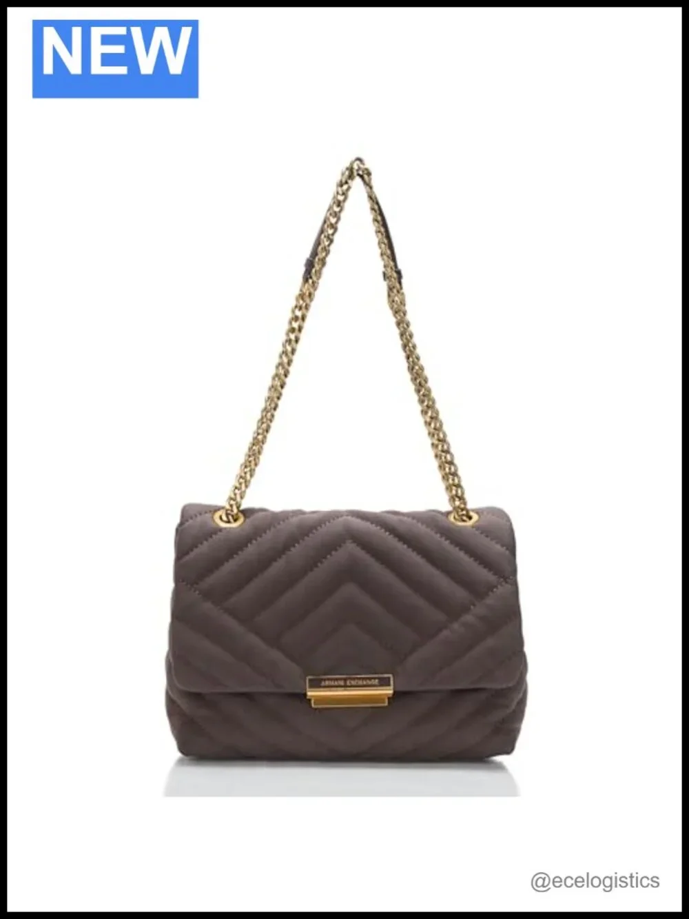 Armani Exchange Victoria Convertible Crossbody Bag Quilted Metallic Chain